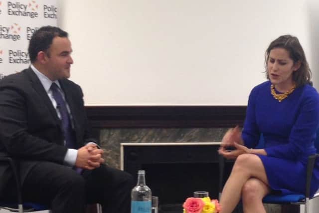 Victoria Atkins discussing drugs policy with Dr Kevin Sabet,