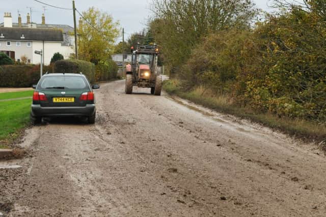 Mud on the road at Gosberton Bank