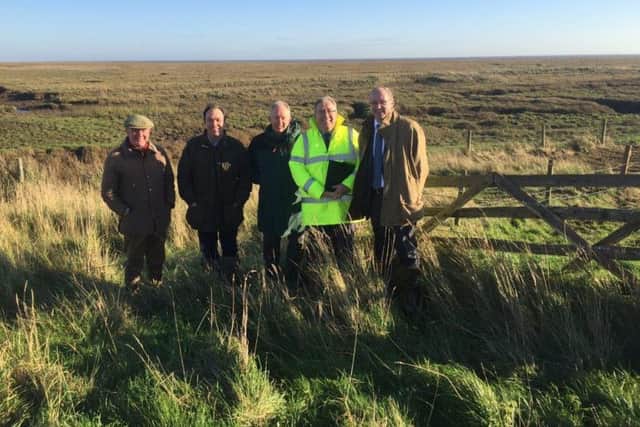 Archie Saul (farmer), Stafford Proctor (chair WFG), Mark Robinson (EA), Peter Bateson (WFIDB), and Simeon Disley (WFG). ANL-150312-104827001