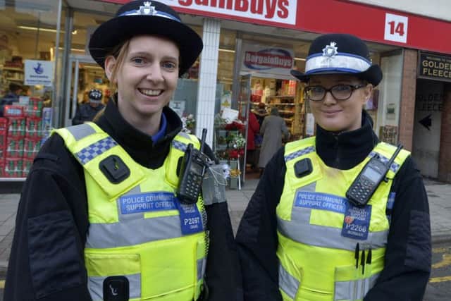 Louth PCSOs Andrea Cave and Louise Borman are supporting the Christmas crime prevention campaign.