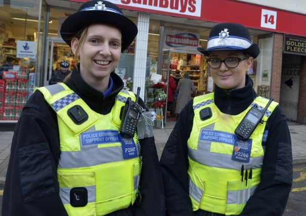 Louth PCSOs Andrea Cave and Louise Borman are supporting the Christmas crime prevention campaign.
