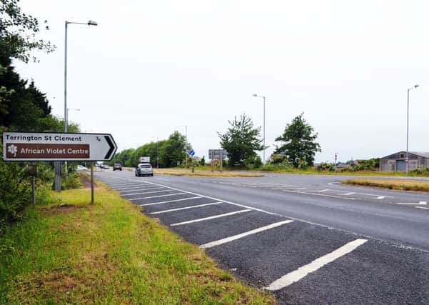 Station Road Junction (right of picture) on the A17 at Terrington St Clement ANL-150620-114335009