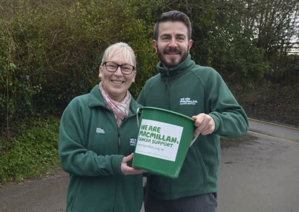 Linda  Judd, group leader of the Louth Macmillan fund raising group with area manager Jamie Davenport.