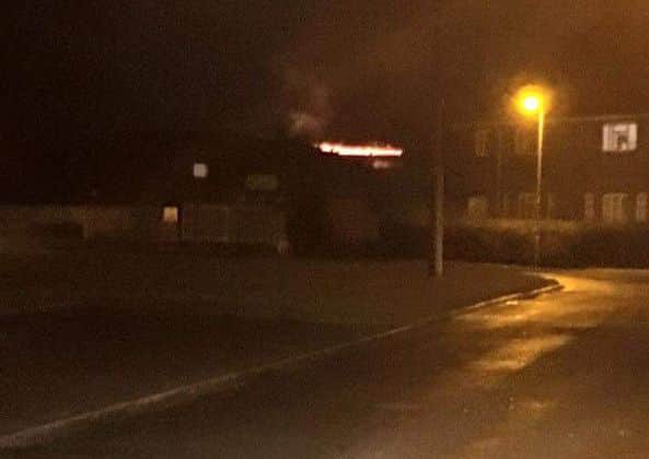 The scene of the fire at a disused sports hall which was formerly part of Boston College. PHOTO by James Brown.