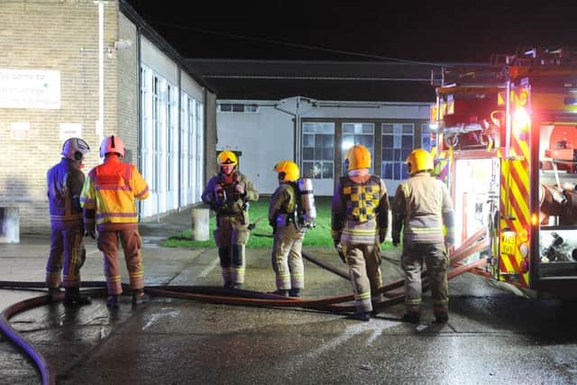 Fire in the old sports hall at Boston College's former Mill Road Campus