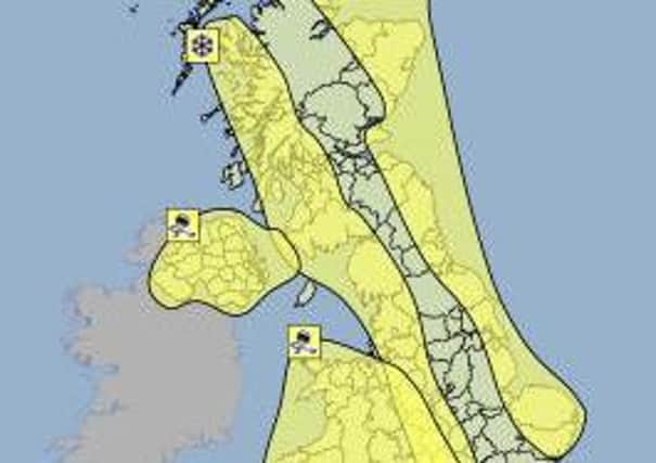 The MET office warning from Saturday, January 16, 2016.