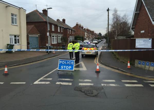 The cordon on Willoughby Road from Hospital Lane.