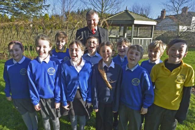 St Margaret's pupils with head teacher Mr Siddle.