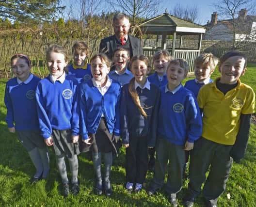 St Margaret's pupils with head teacher Mr Siddle.