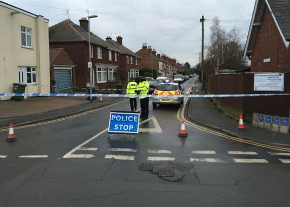 The cordon on Willoughby Road from Hospital Lane.