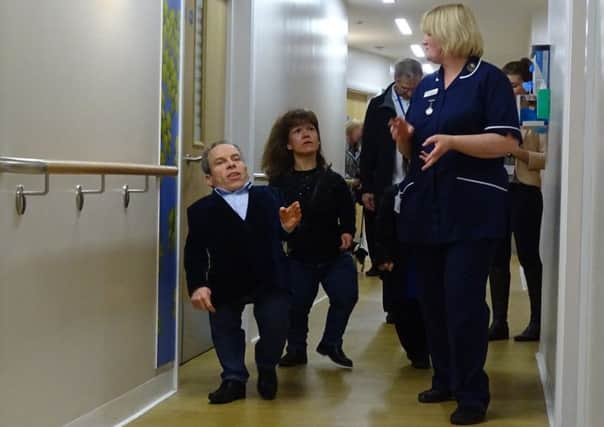 Warwick Davis enjoys a tour of the state of the art Hospice in a Hospital.