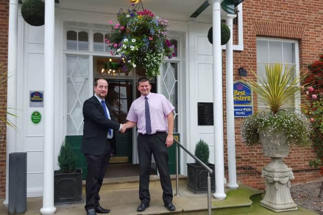 Paul Cave, MD for LCS Group (left) and Martyn Warren FC from Kenwick Park (right).