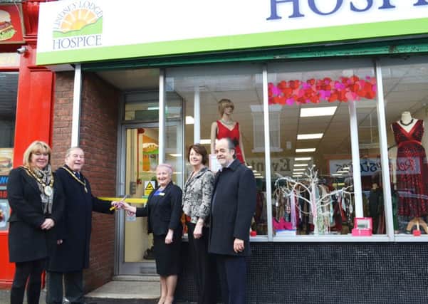 Mayor of North Lincolnshire Coun Helen Rowson abd Mayor of Barton upon Humber Coun John Oxle oficially opened the new hospice shop, with Sue Sumner, Alison Tindall and Paul Clark EMN-160125-073739001
