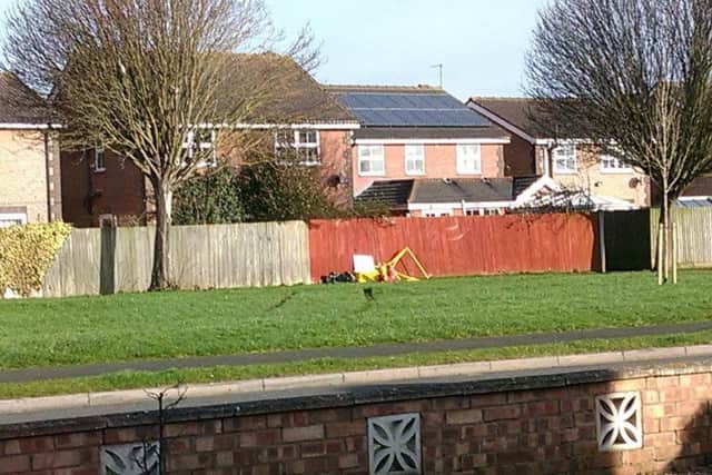 The flytipped junk on land at Durham Avenue, Sleaford. EMN-160102-174938001