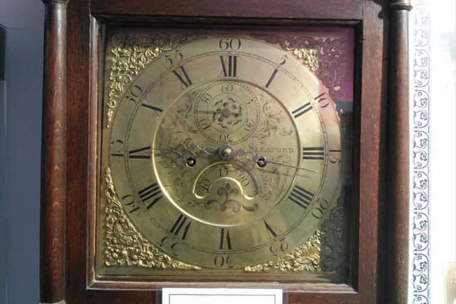 The brass faced clock donated to Sleaford Museum. EMN-160129-101615001