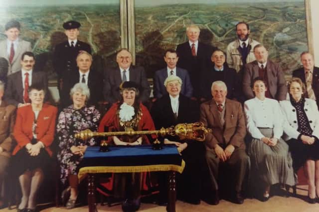 Former Mayor of Louth, Dorothy Grant, with fellow councillors in 1991.