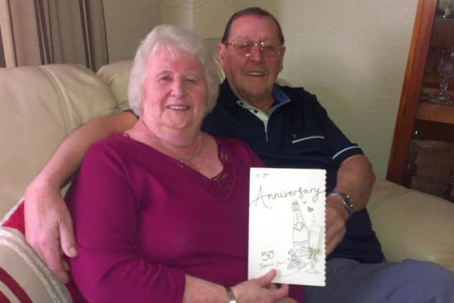 Marie and Derek Burgin celebrating their golden wedding anniversary. ANL-160129-120617001