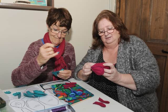 Toads Galore workshop at Coffee Corner, Swineshead. L-R Sandra Turl and Sue Fox of Swineshead. EMN-160802-094956001