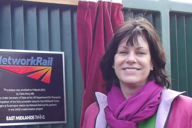 Rail minister Claire Perry officially opening the upgraded GNGE line at Ruskington back in March last year. EMN-160802-131954001