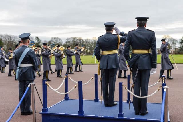 CRN-OFFICIAL-20160205-0155
An Ensign Raising Ceremony and Church Service was held on Friday 5 February 2016 to commemorate Founders' Day and the College's 100th anniversary.
On Thursday 5 February 1920, the first 52 Flight Cadets walked through the gates of the Royal Air Force Cadet College Cranwell. Today this important date in the Collegeâ¬"s history is celebrated with Founders' Day.
The Commandant RAFC Cranwell, Air Commodore Chris Luck hosted Lord Beaverbrook, Honorary Inspector General of the Royal Auxiliary Air Force, who was the Reviewing Officer.
Photo By:- Laurence Platfoot
For further information contact RAF Cranwell Photographic Section:
Photographic Section
RAF Cranwell
SLEAFORD
Lincolnshire
NG34 8HB
Tel: 01400 266598 CRN-OFFICIAL-20160205-0155