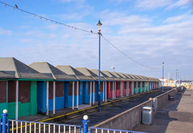The beach huts under threat in Sutton on Sea.