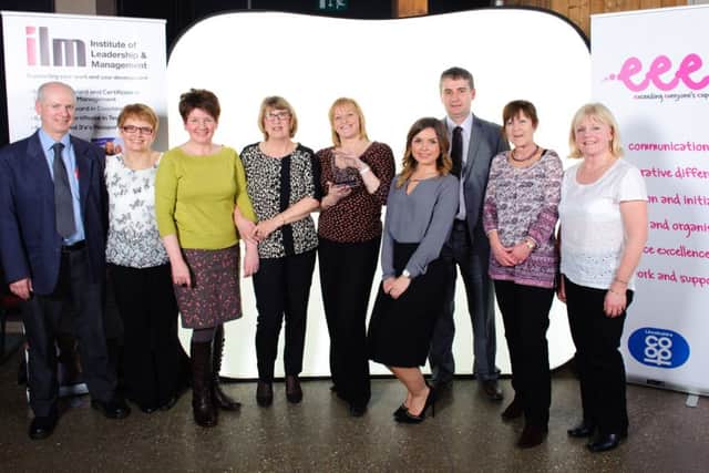 Louth Pharmacy colleagues, including 22-year-old Lauren Taylor (fourth from right) who won the 'Apprentice of the Year' award.