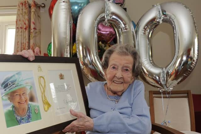 Winifred Tacey of Butterwick celebrating her 100th birthday.