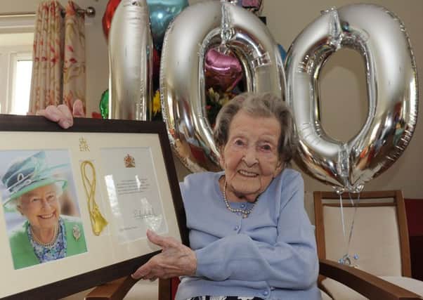 Winifred Tacey of Butterwick celebrating her 100th birthday.