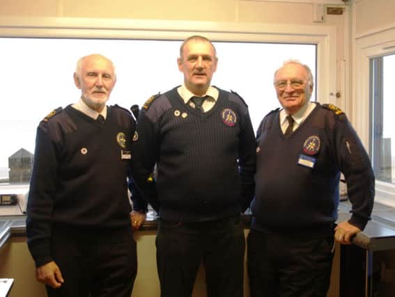 Manning the Mablethorpe NCI station - station manager Laurie King (right) and watchkeepers Paul Russell (left) and Paul Mountford (centre).