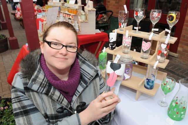 Valentine's theme Teenage Market and family fun day. Alison Rhodes on her stall Painted Panda.
