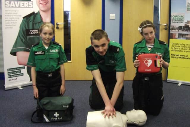 Sleaford cadets Daniel Bacon, Niamh Dye and Josie Hobson at the 24-hour CPR-a-thon.