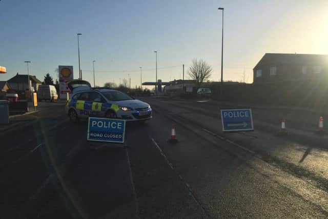 The A158 at High Toynton is currently closed following a road traffic collision.
