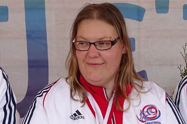 Sarah Woods with the GB gold medal winning team at the IPC Shooting World Cup EMN-150505-093135001