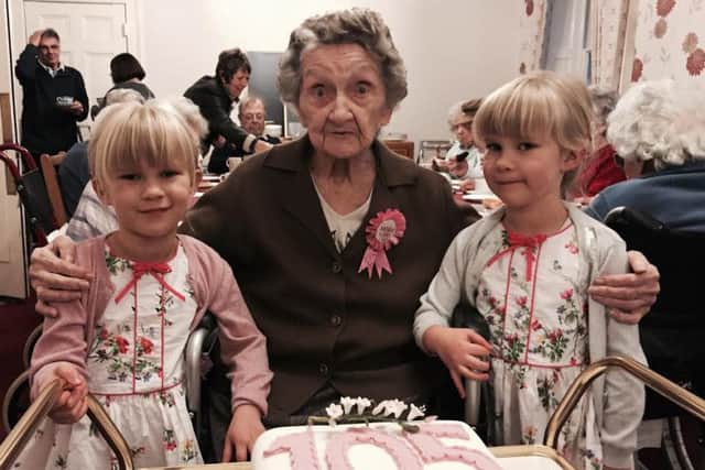 Bessie was joined by her two great-grandchildren, twins Grace and Freya, who are four-years-old to celebrate her 105th birthday.