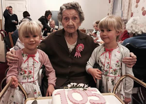Bessie was joined by her two great-grandchildren, twins Grace and Freya, who are four-years-old to celebrate her 105th birthday.