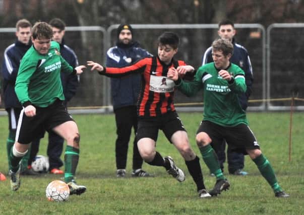 Action from Skegness United's draw with Sleaford Reserves.