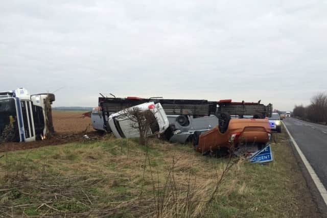 The scene on the A15 this morning. PHOTO: Humber Road Police