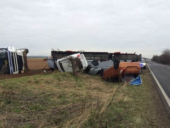 The scene on the A15 this morning. PHOTO: Humber Road Police