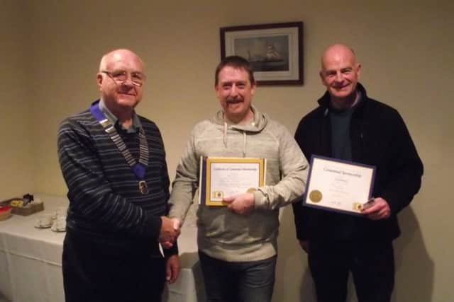 Alan Toon, new Lion Steve Ross and sponsor Steve Flood. EMN-160226-130246001