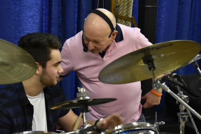Vale Accademy Drummer Ollie Tandon plays Jeffs ?9,500 kit, with a little help from the former Quo man. EMN-160229-123040001
