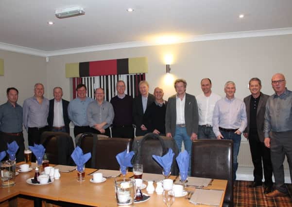 Together again! Pictured are former Louth United Junior players (from left): Barry Blanchard, Steve Hollingsworth, Stuart Norton, Paul Loftus, Dean Oglesby, Terry Donovan, Royce Wade, Paul Denison, Glenn Cockerill, Keith Jenkin, Paul Bartlett, Phil Bunch, Martin Smith.