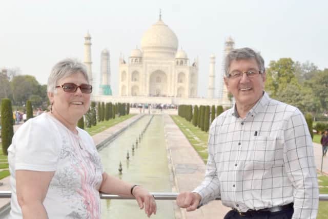Mr and Mrs Gibson, at the Taj Mahal