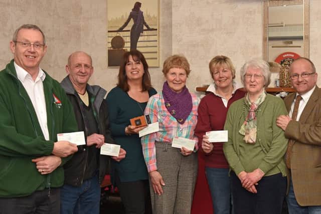 Stephen Hyde from LIVES HQ, Clive Riley from Disability Lincs, Elena Fraser-Green from Lincoln Lindsey Blind Society, Barbara Bartlett from Wragby Community Group, Della Armstrong from Lincolnshire Rural Support Network, Monica Bourn, the Rev Canon Alan Robson Agricultural Chaplain, Jack Machin Show Chairman and Mike Perkins Show President.
Photo John Edwards. EMN-160803-112830001