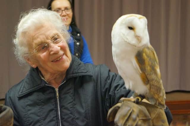 Joan Brocklebank meets Boogie at Ludford WI EMN-160803-152654001
