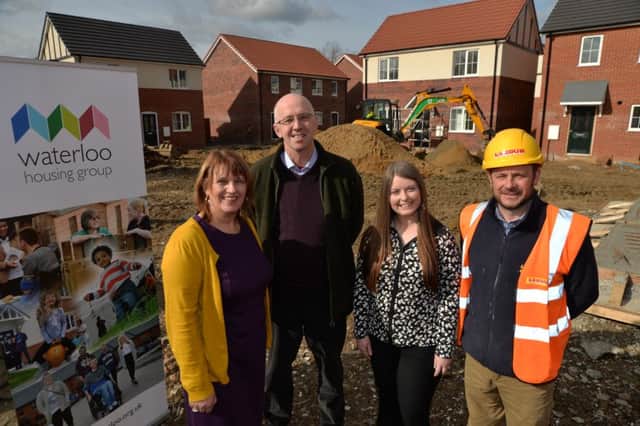 Andrea Gray, Assistant Head of Communities and Neighbourhoods for Waterloo Housing Group, Coun Craig Leyland (Leader of ELDC), Gemma Hill, Lettings Manager for Waterloo Housing Group and David Jolliffe, site manager for Lindum Group.