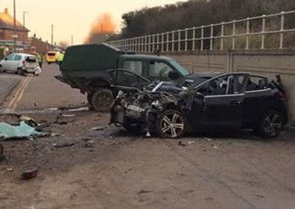 The scene of the crash in Mablethorpe this morning