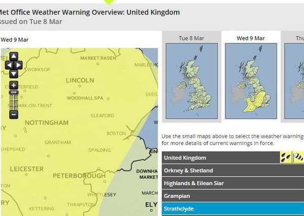 The Met Office have issued a yellow weather warning for rain in our region tomorrow