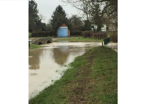 Scredington North Beck flooded, pictured here on Twitter by Sleaford Police. EMN-160903-145452001
