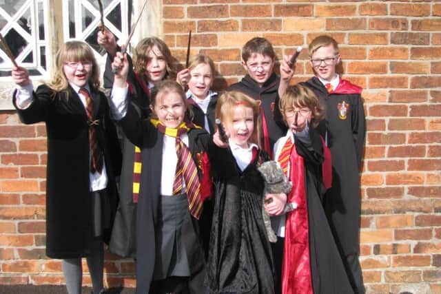 Harrys and Hermiones dressed up for World Book Day at St Gilbert of Sempringham Primary School at Pointon. EMN-161103-172754001