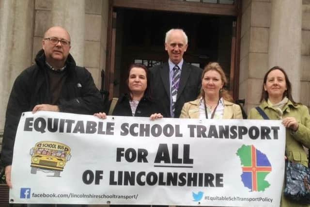 School transport campaigners outside County Hall. EMN-160315-132732001